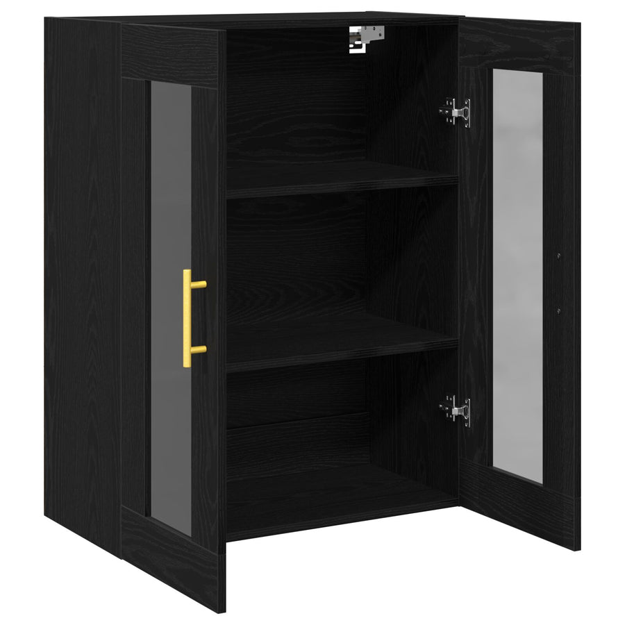 Wandkast Met Glazen Deuren Zwart Eiken 69,5X34X90 Cm
