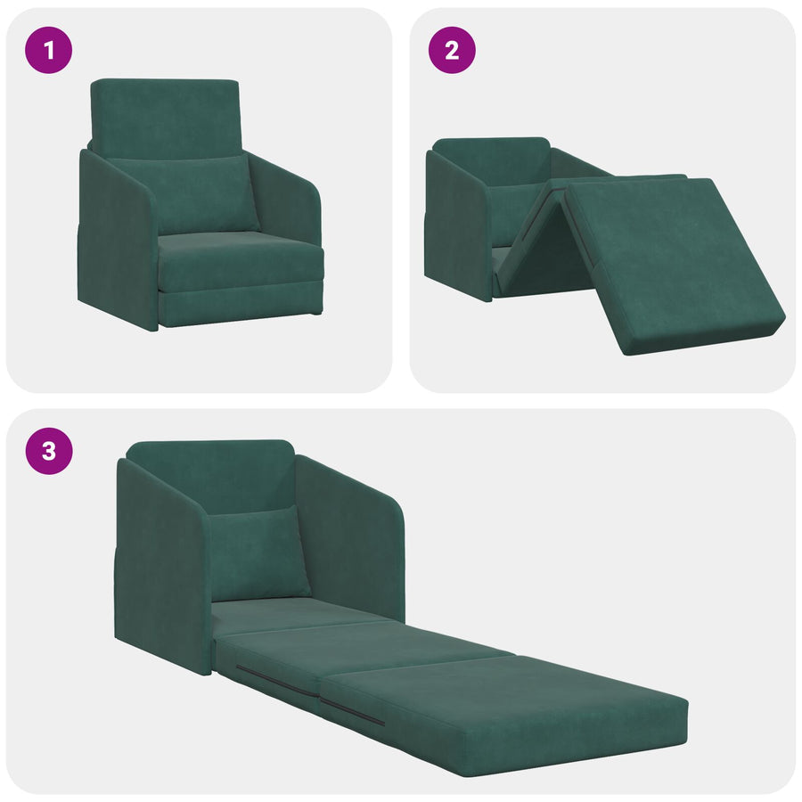 Vloer Sofa Bed 2-In-1 65X80X83 Cm Velvet Donkergroen