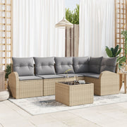 Loungebank set 5 personen beige polyrattan