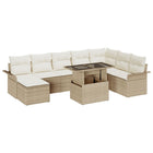 Garden Sofa Set with cushion 9 pcs Beige poly rattan