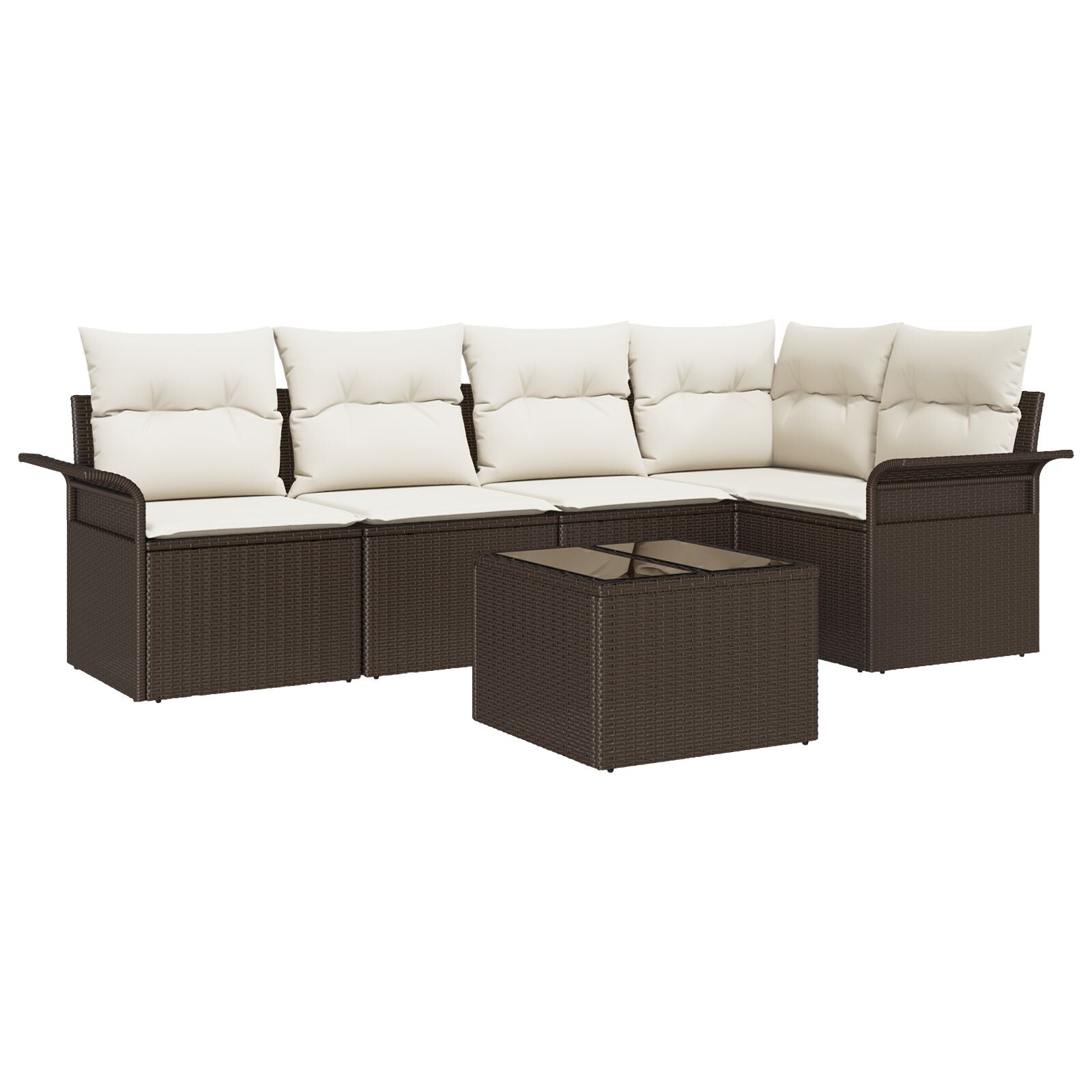 5-Delige Tuin Sofa Set met Kussens Grijs Poly Rattan
