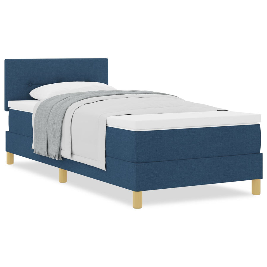 Boxspringbed Met Matras Stof Blauw 90 x 190 cm Knop gestikt