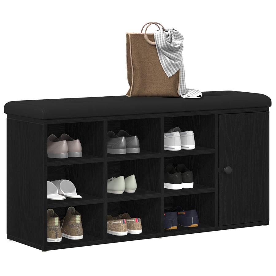 Opbergbank Zwart Eikenhout 100X30X48 Cm Geengineerd Hout