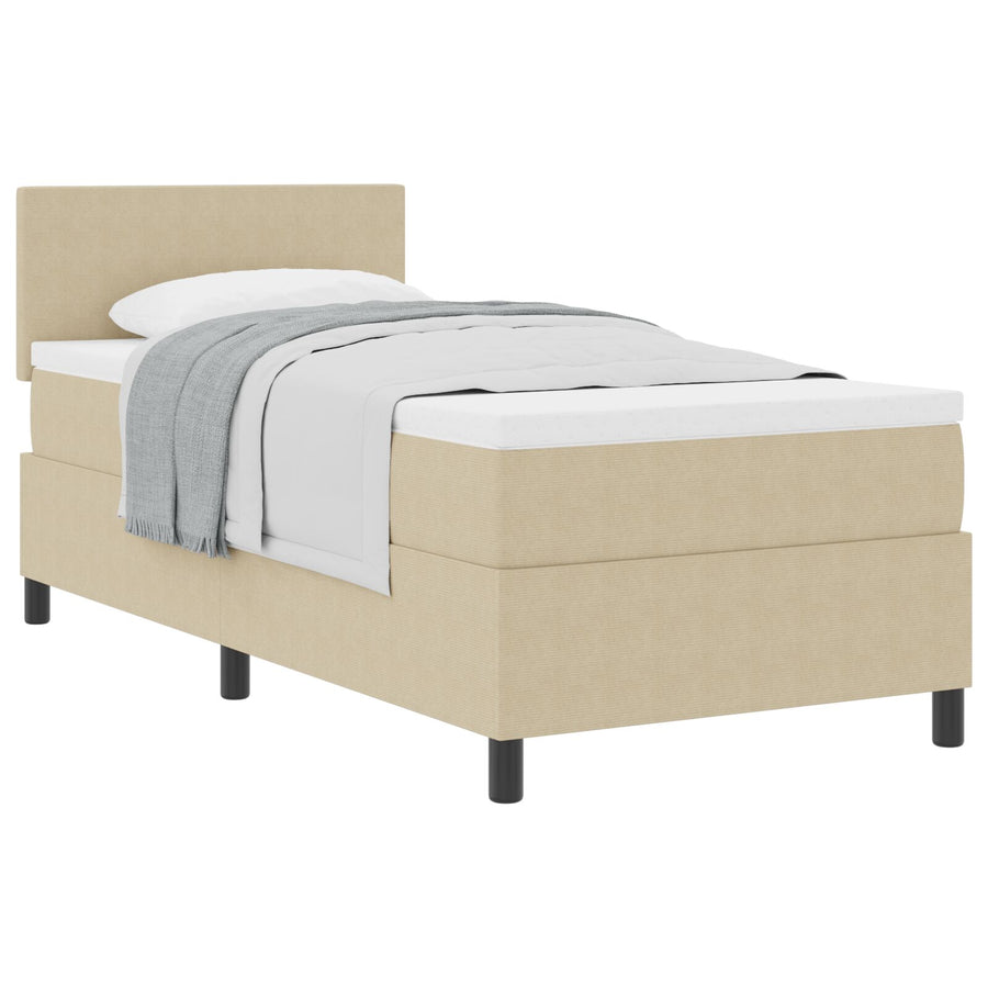 Box Spring Bed Met Matras Lichtgroen Grijs 80X200 Cm Corduroy Stof