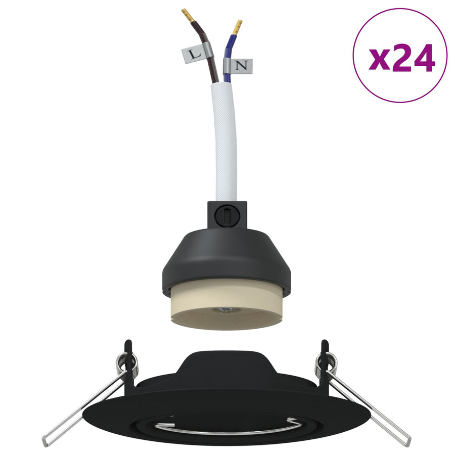 Lampen Set Van 24 Kunststof 9 Cm Modern Zwart