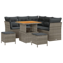 8 Delige Tuin Sofa Set Met Kussens Grijs Poly Rattan Acacia, 3 Delige Tuin Eet Set Met Kussens Grijs Poly Rattan Acacia Wit