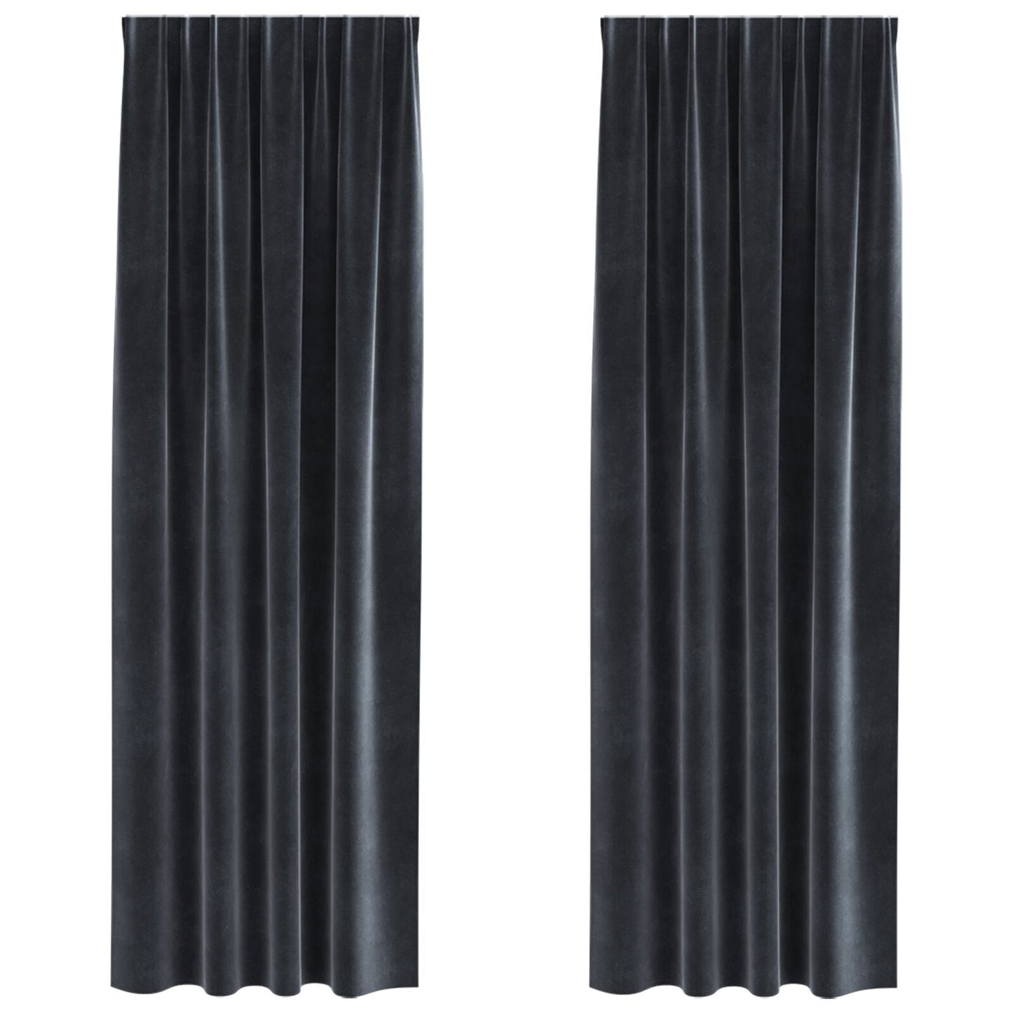 Blackout Gordijnen Met Topband 2 Stuks Velours Donkergrijs 140 x 225 cm met genaaid tape