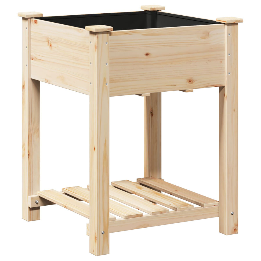 Tuinplanter Met Plank 60X60X76 Cm Massief Vurenhout 60.5 x 60 x 76.5 cm
