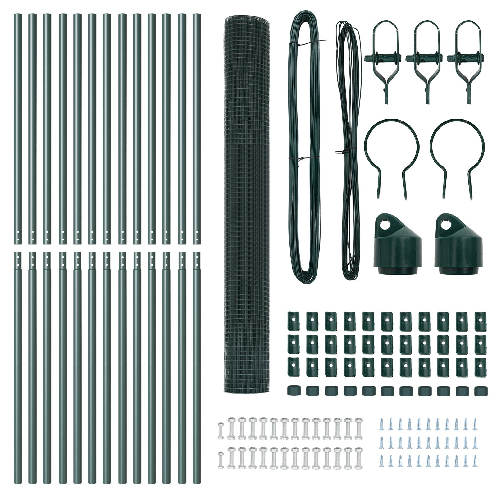 Gelaste Draad Fence Met 13 Palen Groen 1.6X25 M Staal Gegalvaniseerd Staal