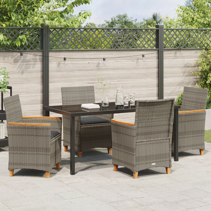5-Delige Tuinset Met Kussens Grijs Poly Rattan