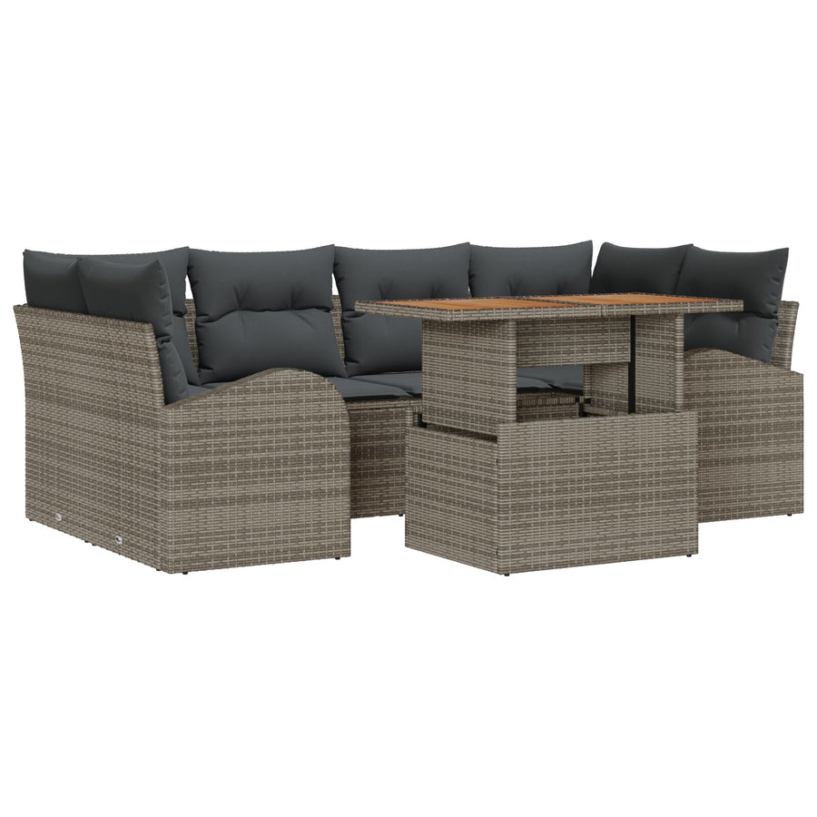 Tuin Sofa Set Set Van 7 Grijs, Zwart Aluminium, Olefin
