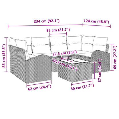 7-Delig Tuinsofa Set Met Kussens Beige Poly Rattan
