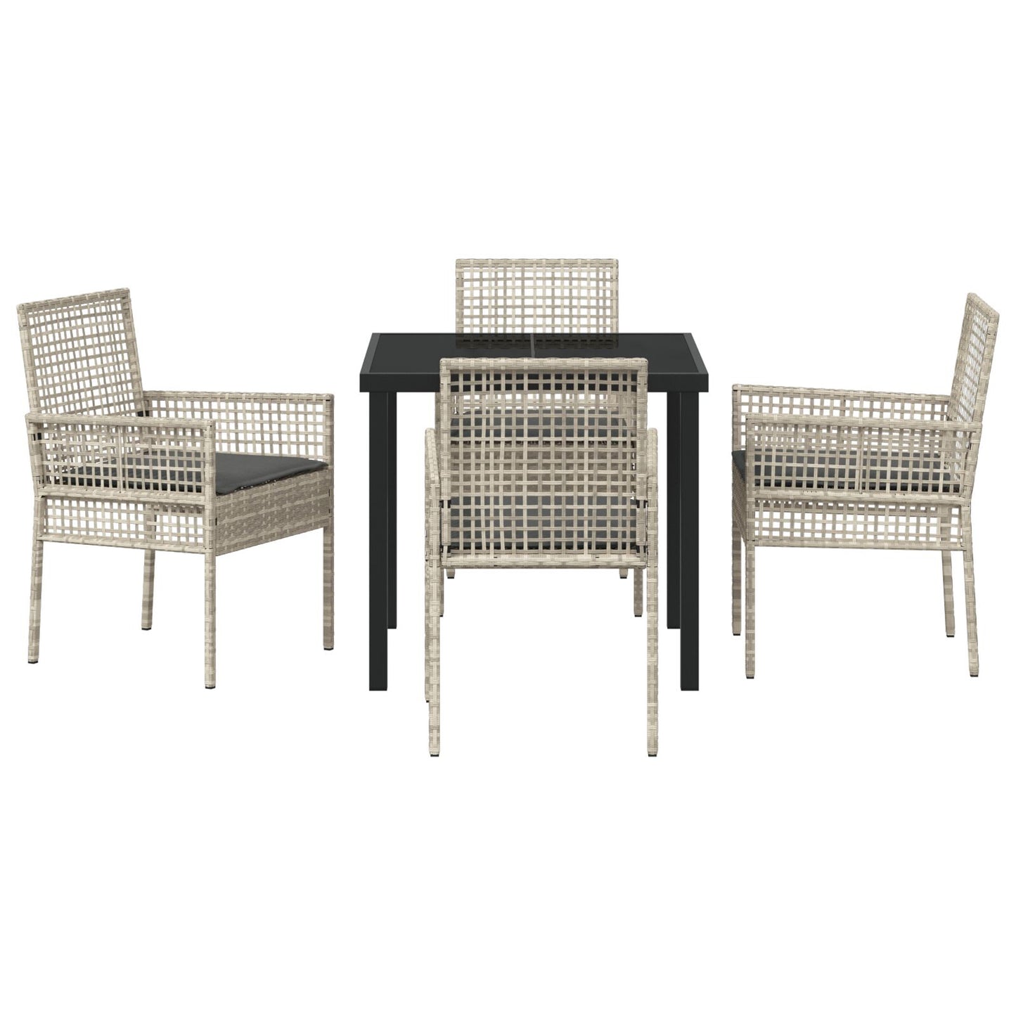5-Delige Tuin Eetset Met Kussens Lichtgrijs Poly Rattan
