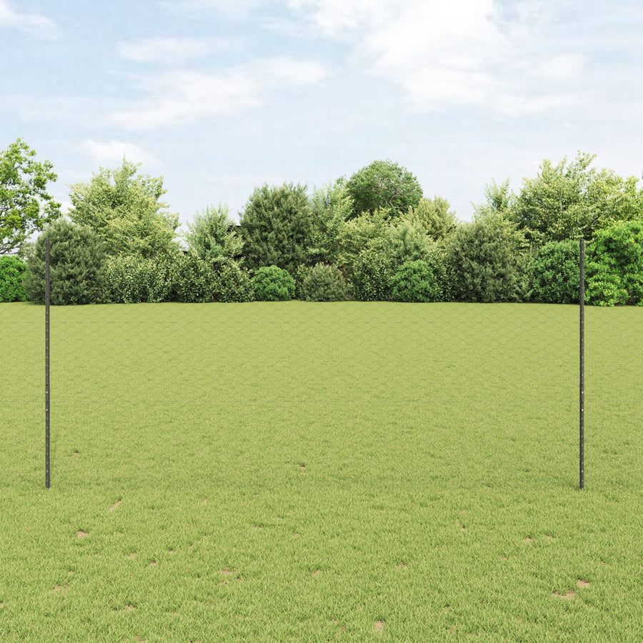 Fence Posts 22 St U-Channel Grijs 140 Cm Staal,  Heptagonale Afsluiting Grijs 1.4X25 M Staal