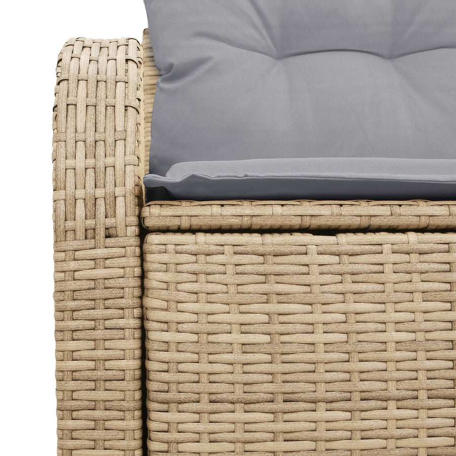 2-Persoons Tuin Sofa & Kussens Poly Rattan Beige en grijs met opslag