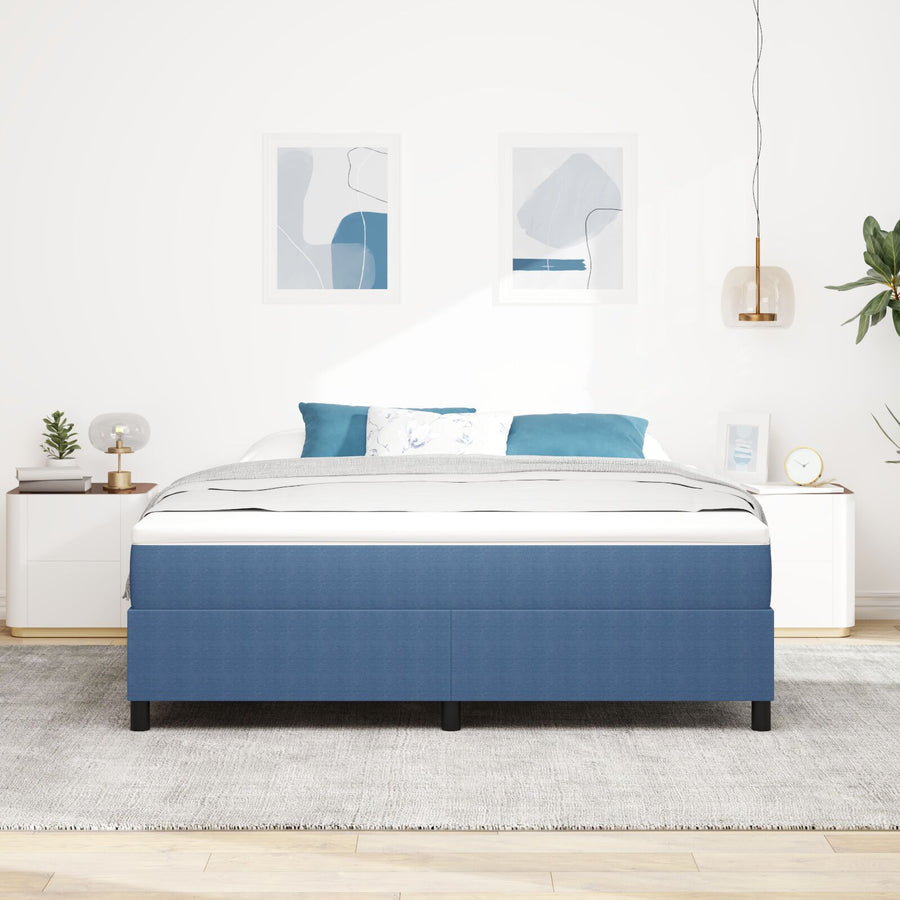 Boxspring Bed Super King Corduroy Stof Blauw 180 x 200 cm