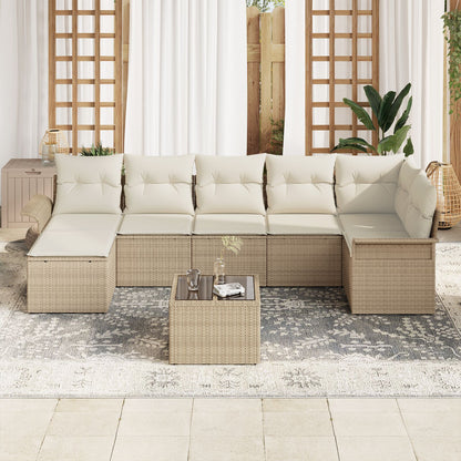 8-Delige Tuinbankset Met Kussens Bruin Poly Rattan