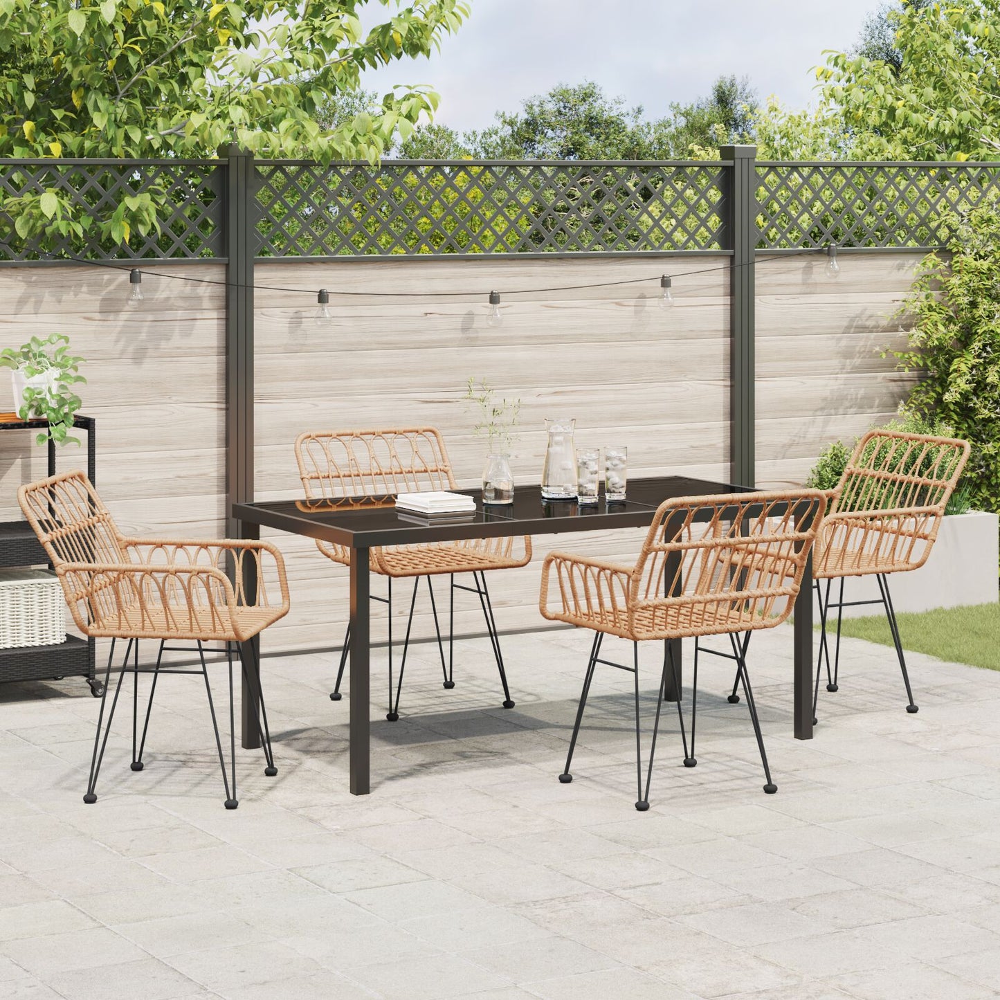 5-Delig Tuin Eetset Bruin Poly Rattan