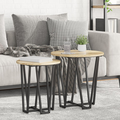 Bijzettafel 2 Stuks Gelaagd Hout En Metaal Sonoma eiken