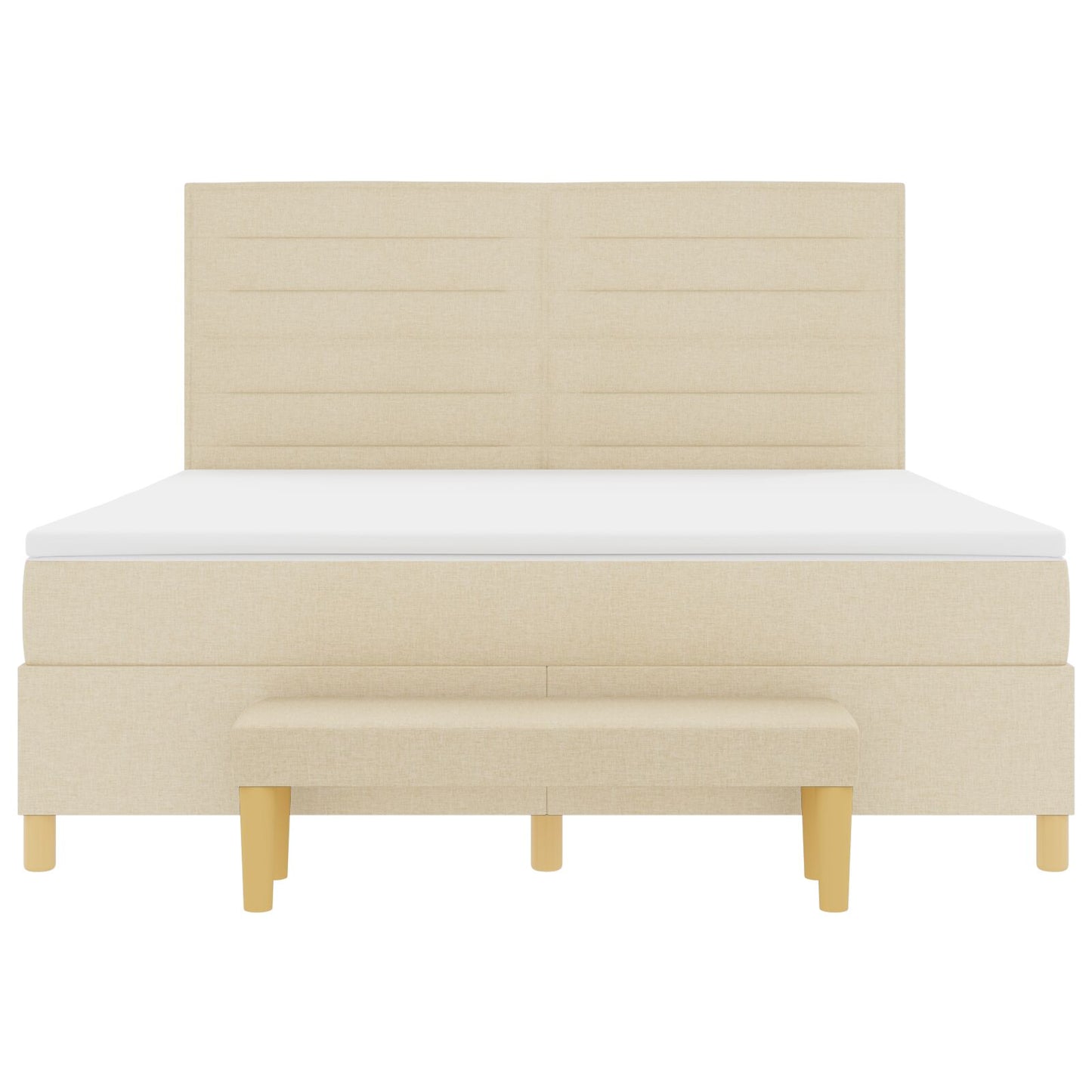 Boxspringbed Met Matras & Bank Stof Crème 180 x 200 cm Lijnen ontwerp