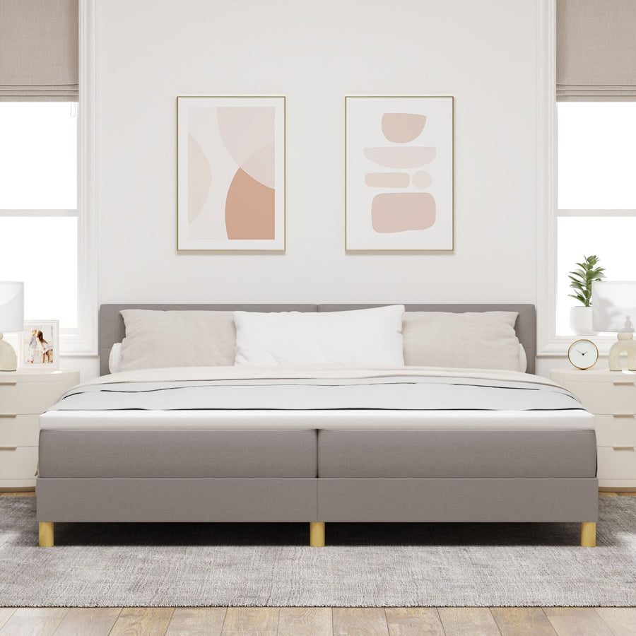 Boxspring Bed Met Matras Stof Taupe 200 x 200 cm Met knopen