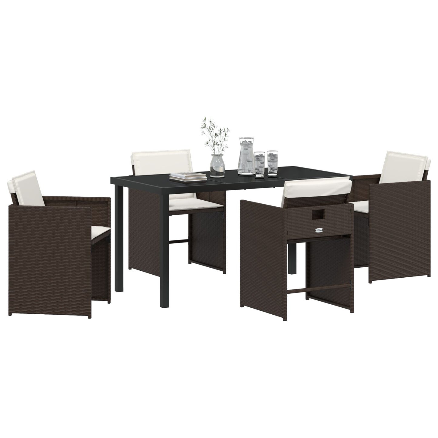5-Delig Tuin Eetset Met Kussens Bruin Poly Rattan