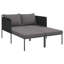 Zonnebed Met Kussens Voor 2 Personen Antraciet 115X153X69,5 Cm Staal Donkergrijs