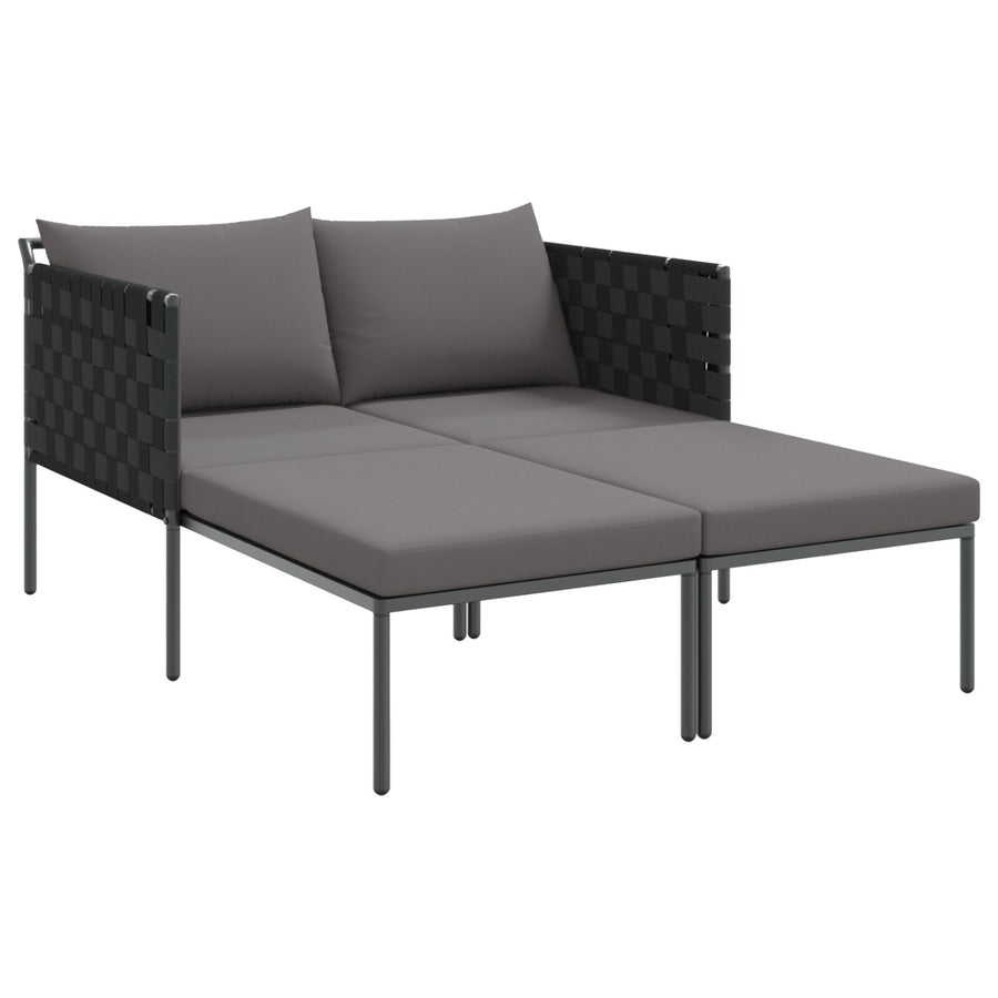 Zonnebed Met Kussens Voor 2 Personen Antraciet 115X153X69,5 Cm Staal Donkergrijs