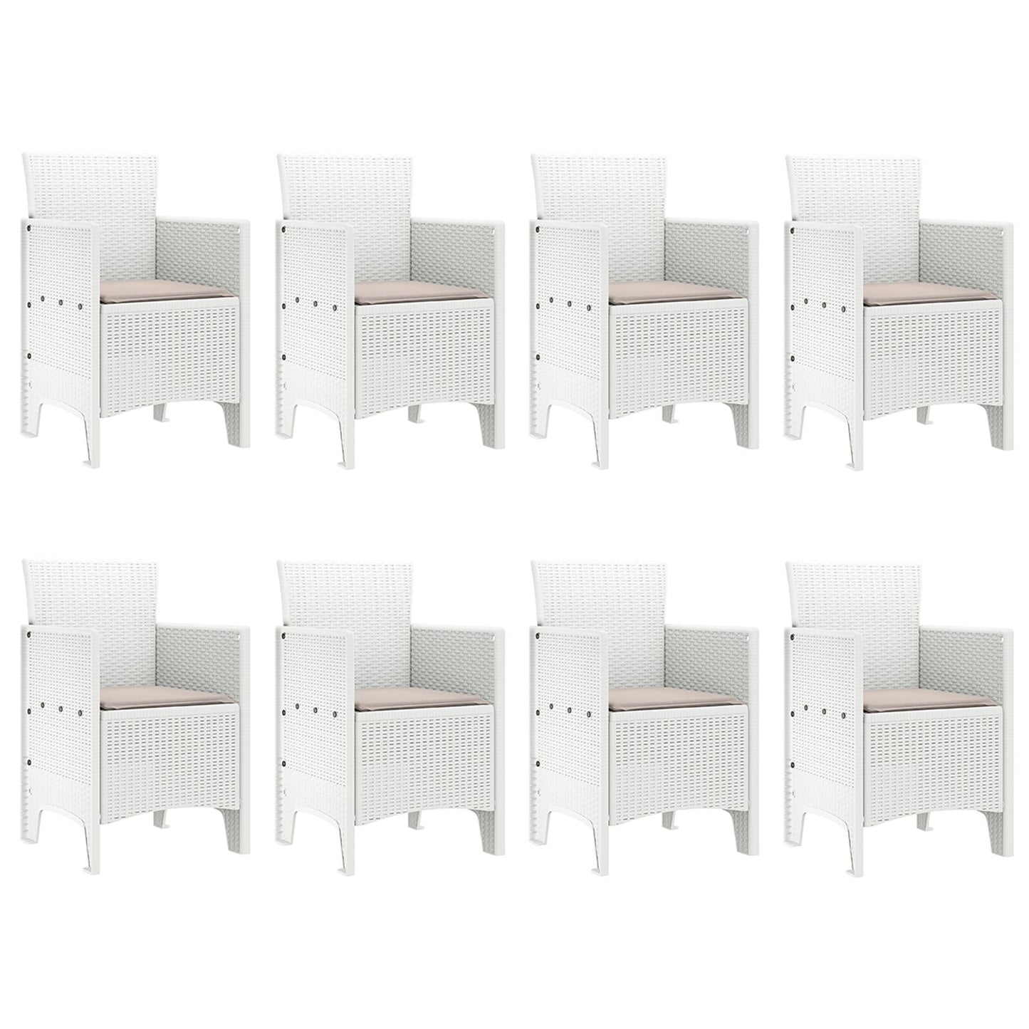 9-Delige Tuin Eettafel Set Met Kussens Lichtgrijze Poly Rattan