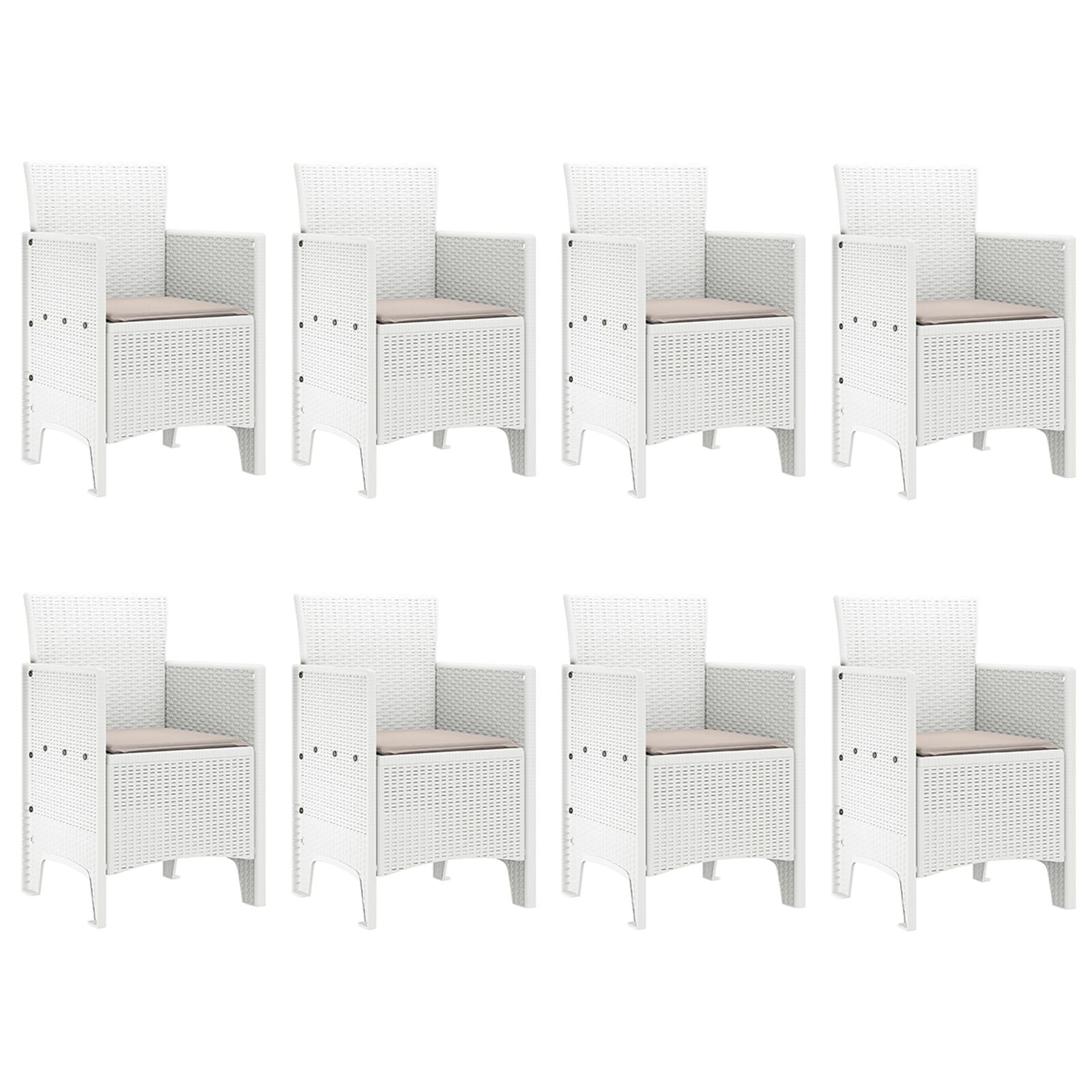 9-Delige Tuin Eettafel Set Met Kussens Lichtgrijze Poly Rattan