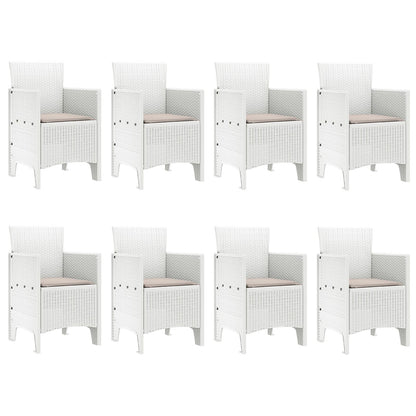 9-Delige Tuin Eettafel Set Met Kussens Lichtgrijze Poly Rattan