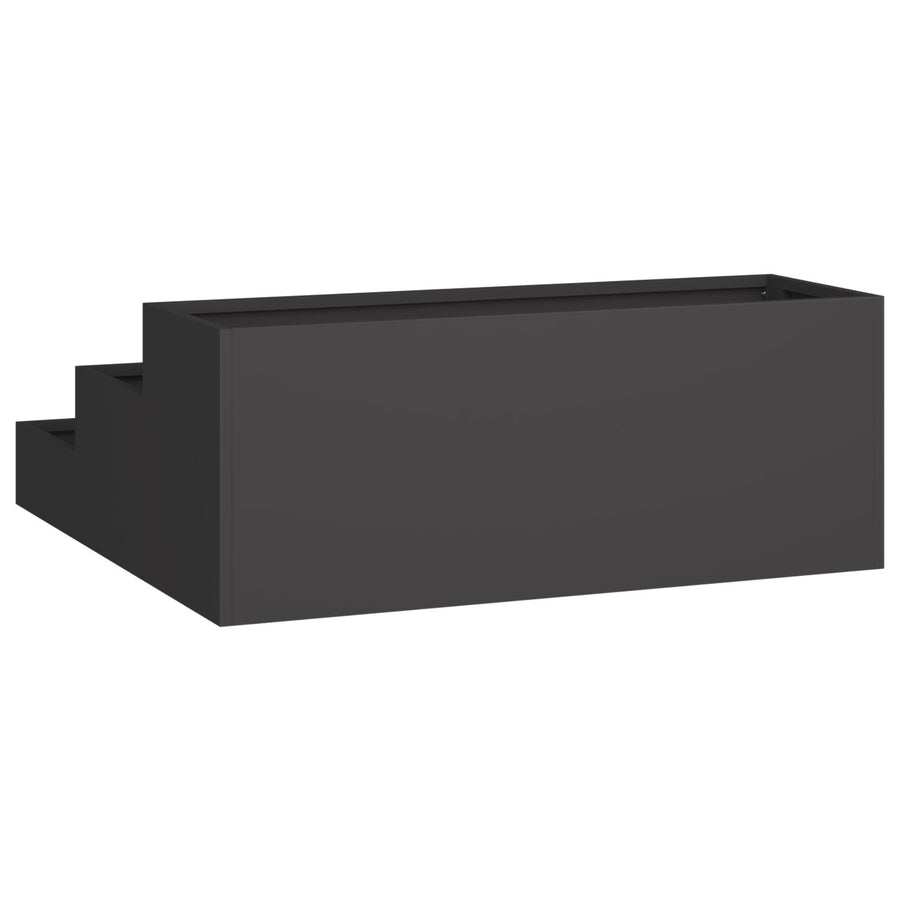 Tuinplanter 3-Laags Staal 90 x 90 x 35 cm Zwart