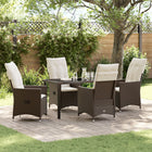Tuin eettafelset 5-delig poly rattan bruin