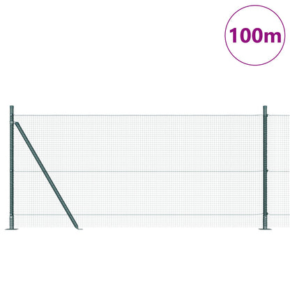 Gelaste Draadhek Met 13 Gevlinde Palen Groen 1X100 M Staal Gegalvaniseerd Staal