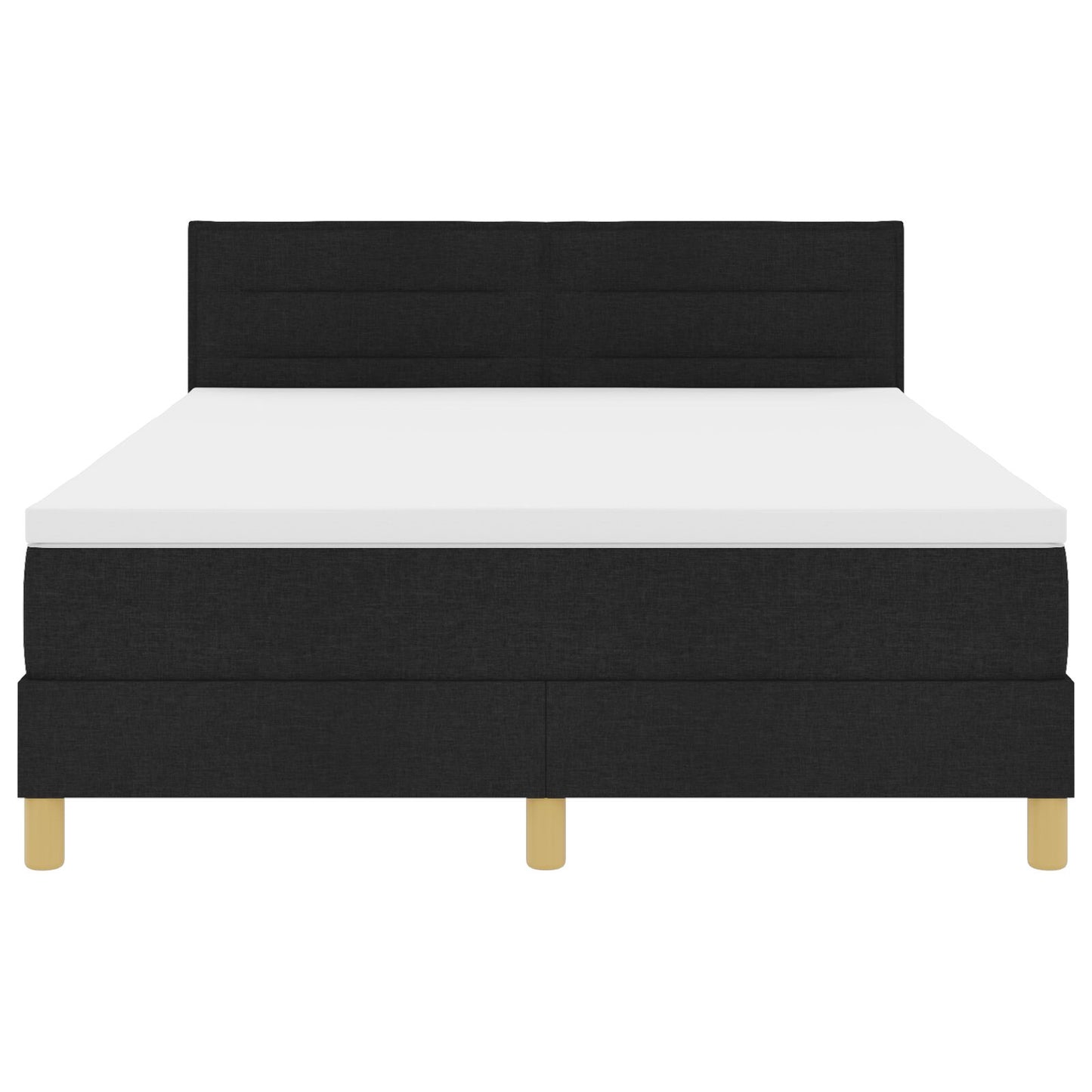 Boxspring Bed Met Matras Stof Zwart 140 x 200 cm Lijnen ontwerp