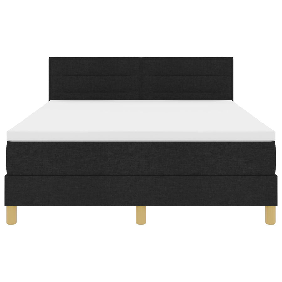 Boxspring Bed Met Matras Stof Zwart 140 x 200 cm Lijnen ontwerp