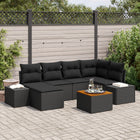 Tuinset 7-delig polyrattan zwart