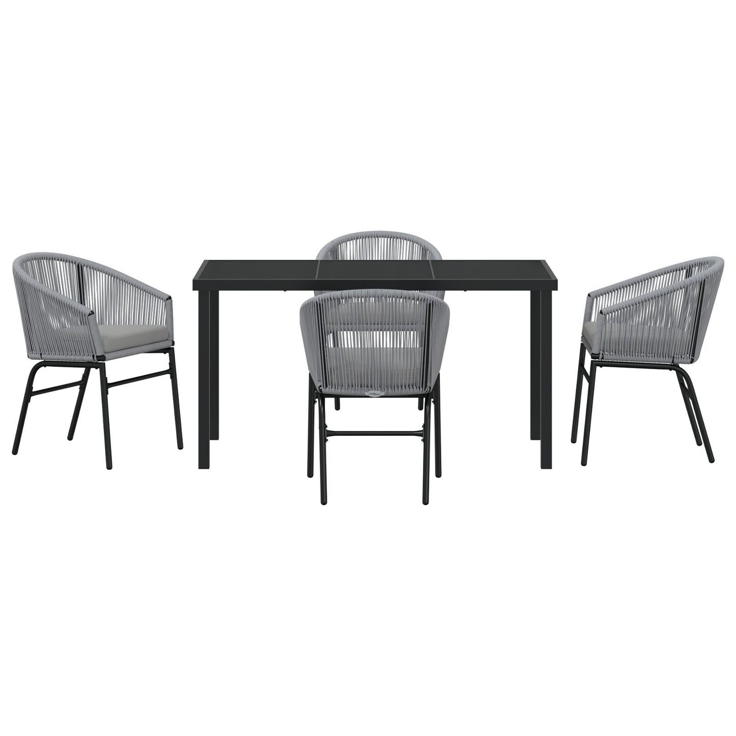 5-Delige Tuin Eetset Grijs Poly Rattan