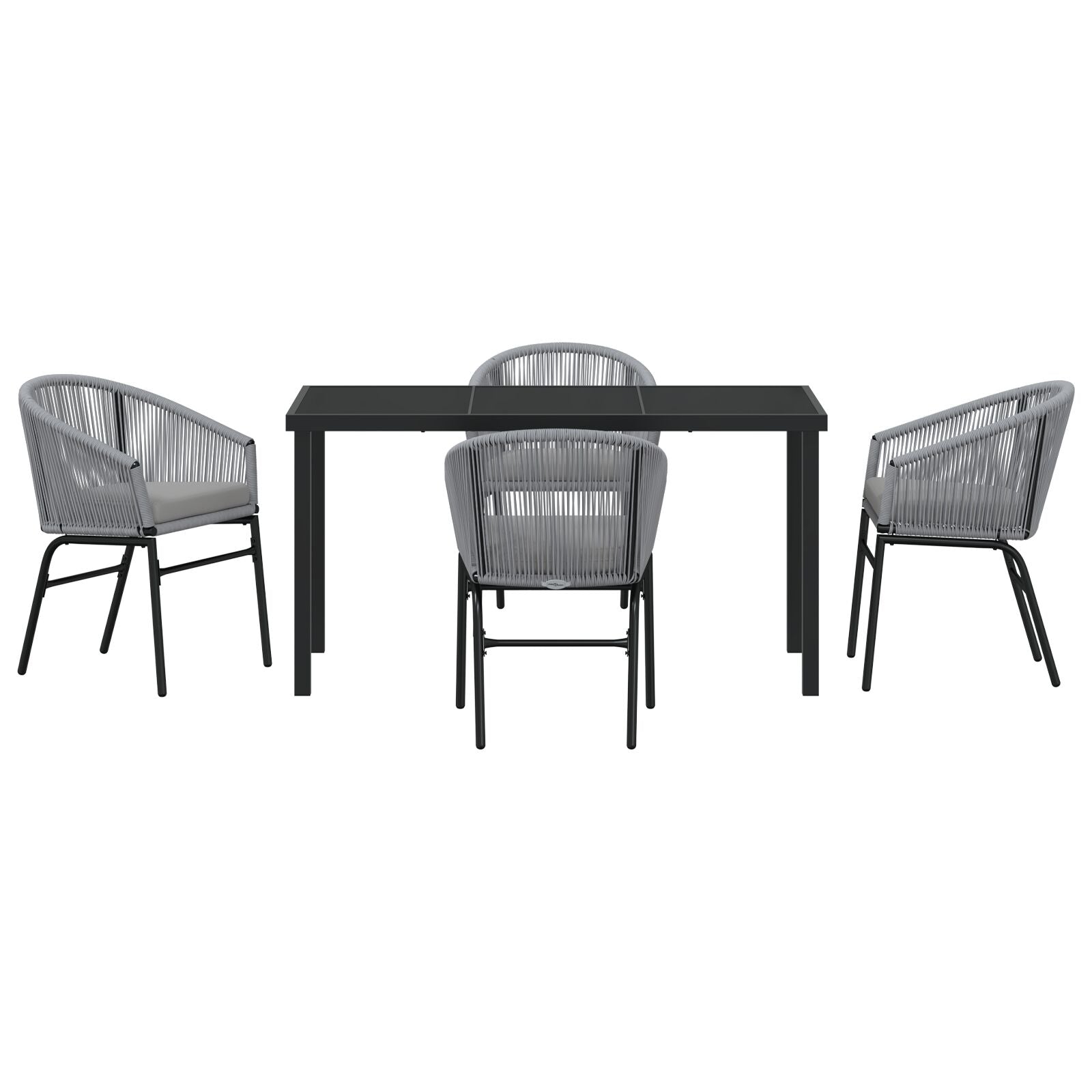 5-Delige Tuin Eetset Grijs Poly Rattan