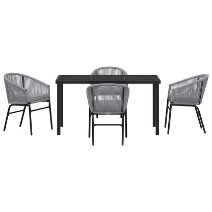 5-Delige Tuin Eetset Grijs Poly Rattan