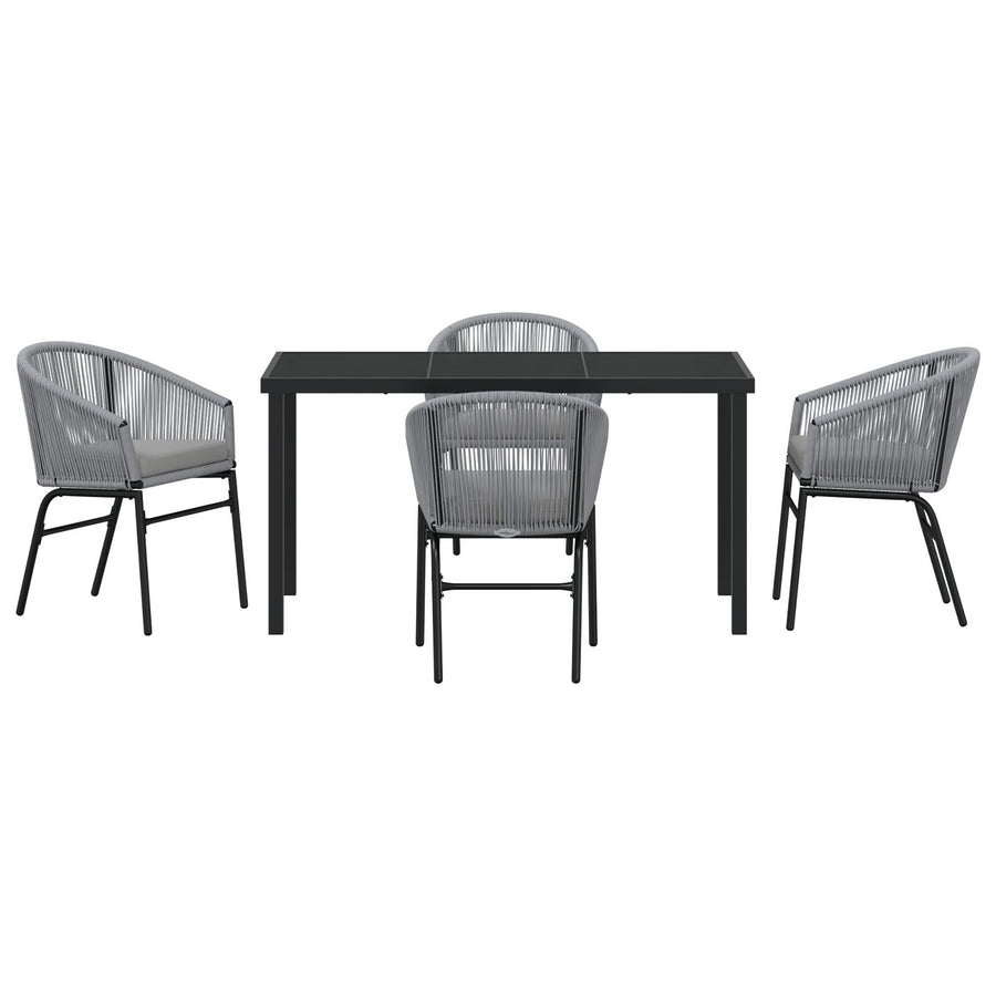 5-Delige Tuin Eetset Grijs Poly Rattan