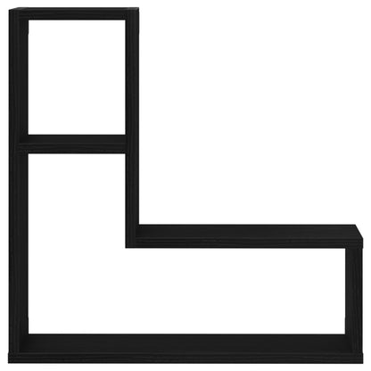 Wandplanken Set Van 2 Zwart Eiken 50X15X85 Cm Houtvezel