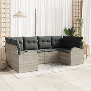 Loungeset polyrattan 6-delig lichtgrijs
