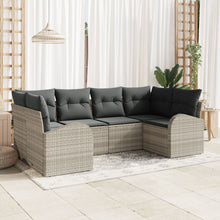 6-Delige Tuin Sofa Set Met Kussens Licht Grijs Poly Riet