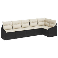6-Delige Tuin Sofa Set Met Kussens Poly Rattan Zwart en crème zonder tafel