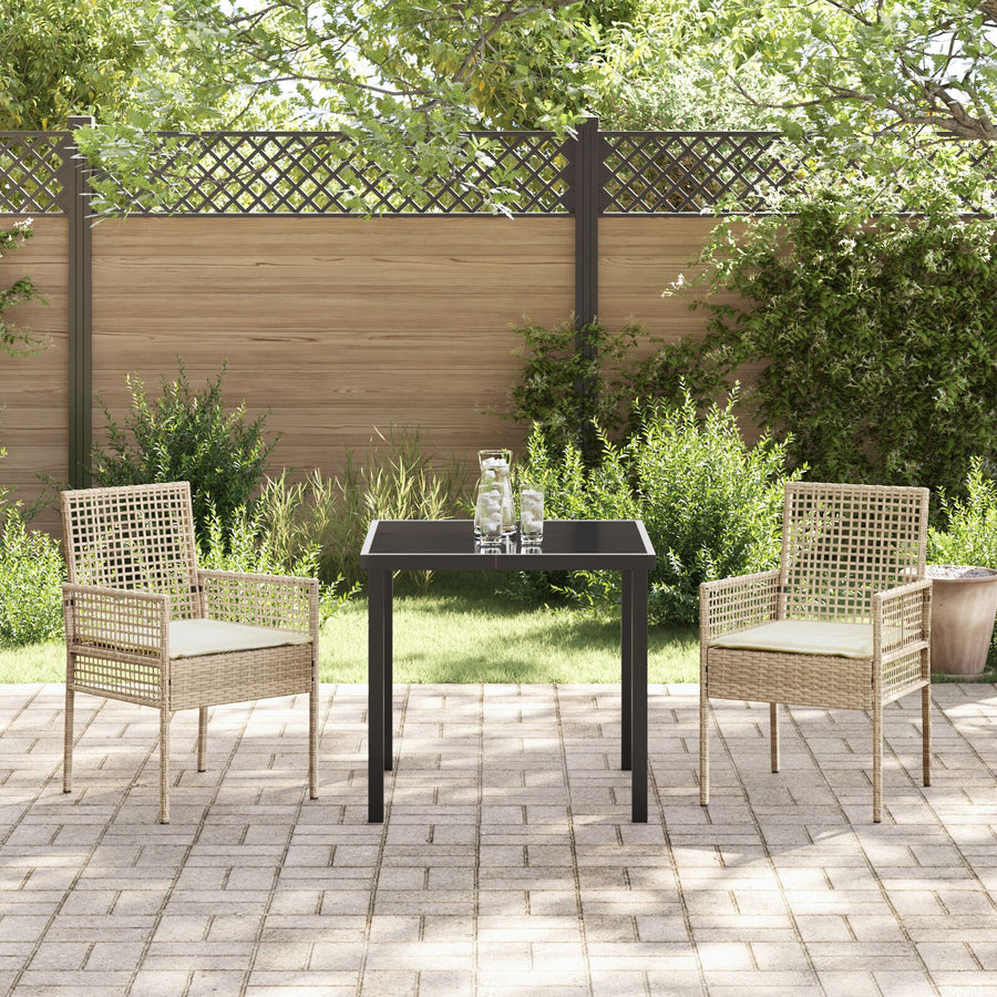 Tuinstoelen 2 Stuks Met Kussens Poly Rattan Gemengd beige en crème