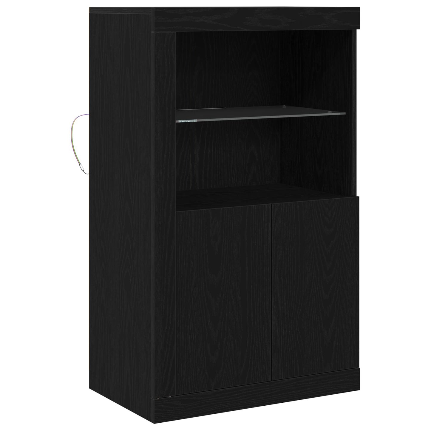 Dressoir Met Led-Verlichting 60,5X37X100 Cm Zwart eiken