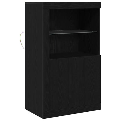 Dressoir Met Led-Verlichting 60,5X37X100 Cm Zwart eiken