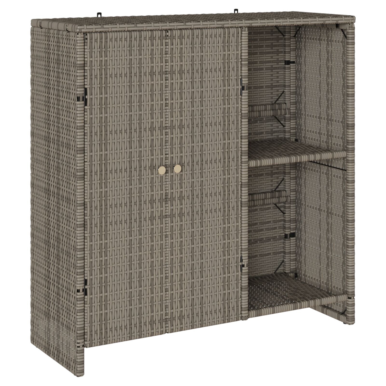 Opbergkast 100X36X102 Cm Rattan Grijs
