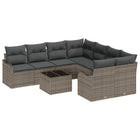 Tuinset poly rattan grijs 9-delig